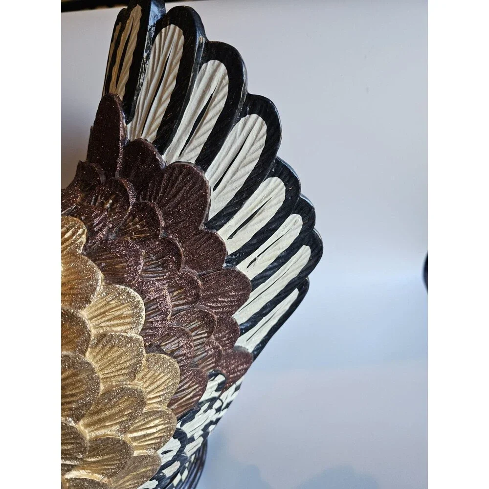MacKenzie Childs Large Resin Turkey Gold Bronze Metallic Glitter 13
